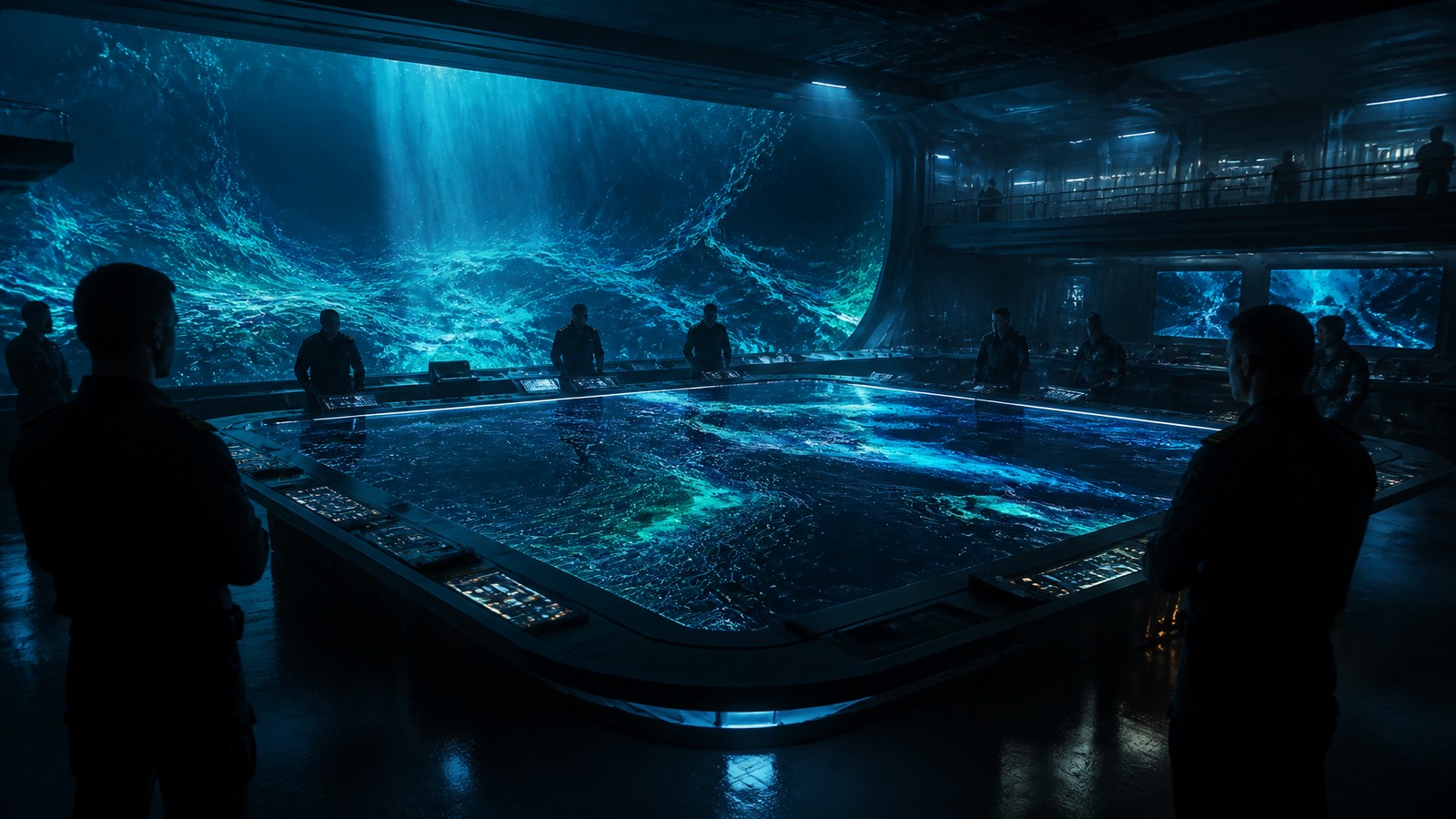 Strategic marine command center situational-display table